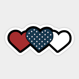 American Flag Valentine's Day Hearts 4th of July Sticker